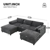 Modular Sectional With Storage Pockets, 5 Seat U Shaped Couch Set With Pillows, Free Combination Modern Cloud Sofa With 2 Movable Ottoman - Furniture Home Direct