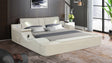 Queen Bed Upholstered Platform with Built in Lighting Beige - Furniture Home Direct