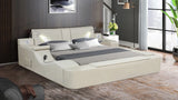 Queen Bed Upholstered Platform with Built in Lighting Beige - Furniture Home Direct