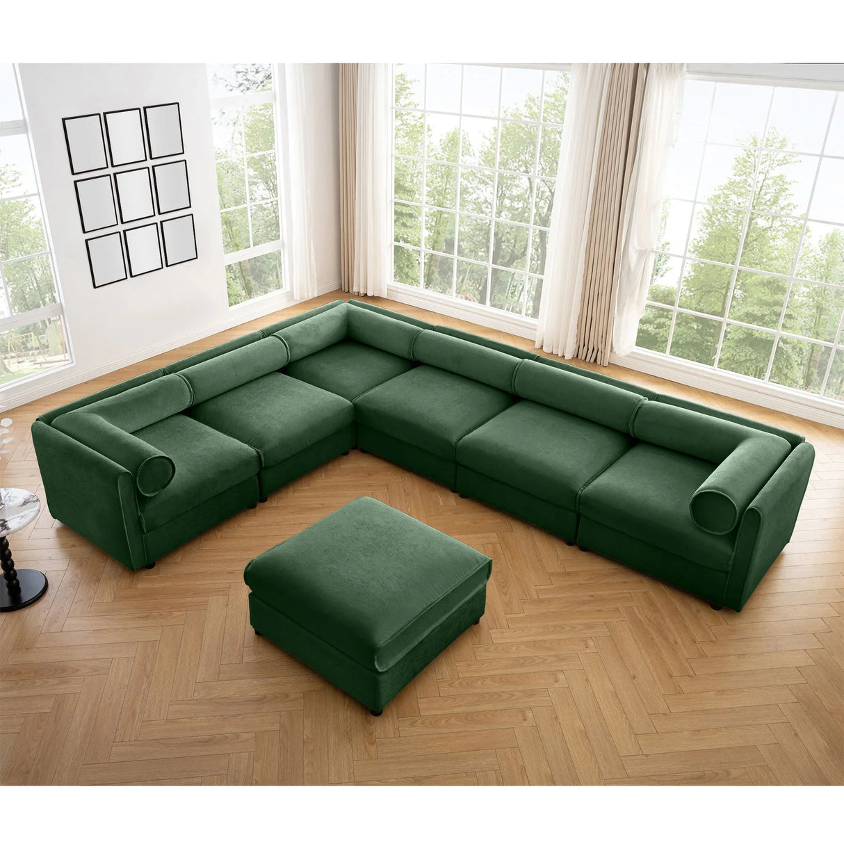 Contemporary Elegant White Chenille Sofa With Storage And Ottoman - Furniture Home Direct