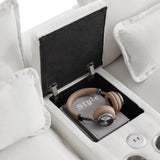 U Shaped Sectional Sofa With Console And Cupholders White - Furniture Home Direct