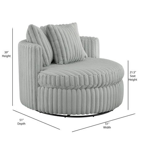 Oversized Plush Swivel Barrel Chair Grey Fabric 360 Degree