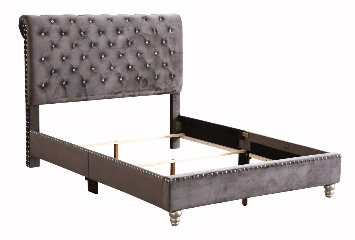 Elegant Transitional Upholstered Bed - Furniture Home Direct