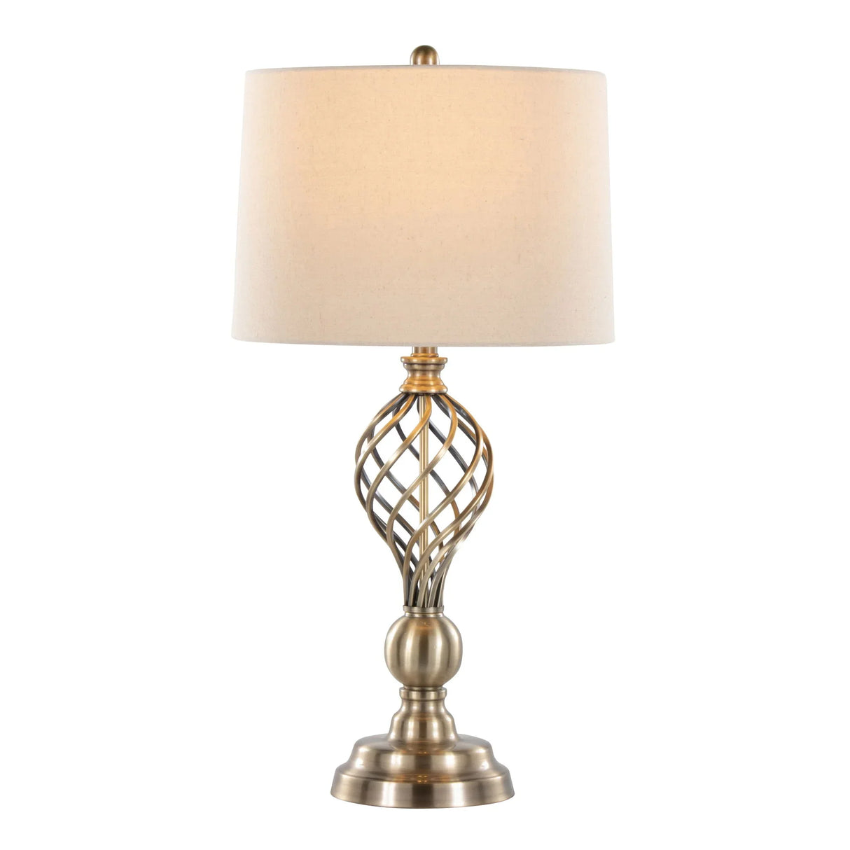 Linx - Twist Contemporary Table Lamp (Set of 2) - Antique Soft Brass / White - Furniture Home Direct