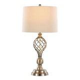 Linx - Twist Contemporary Table Lamp (Set of 2) - Antique Soft Brass / White - Furniture Home Direct