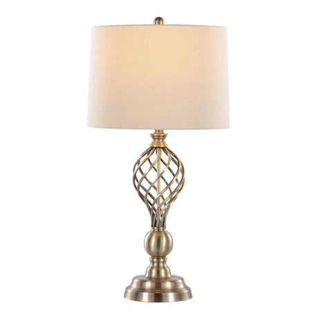 Linx - Twist Contemporary Table Lamp (Set of 2) - Antique Soft Brass / White - Furniture Home Direct
