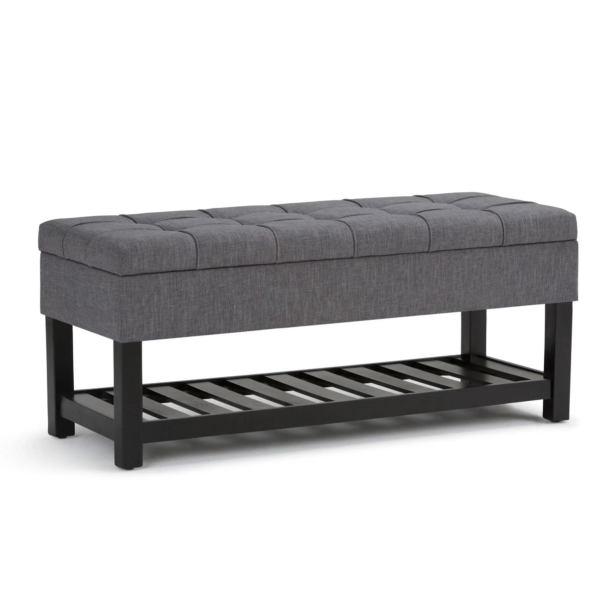 Saxon - Upholstered Transitional Storage Ottoman Bench - Furniture Home Direct