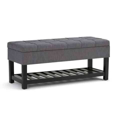 Saxon - Upholstered Transitional Storage Ottoman Bench - Furniture Home Direct