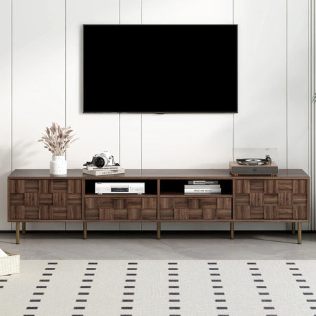 Mid Century TV Stand With 2 Drawers, Media Console Table For Tvs Up To 85'', Entertainment Center With Storage For Living Room - Dark Brown - Furniture Home Direct