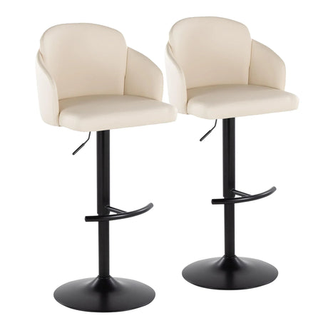 Dahlia - Contemporary Adjustable Barstool With Swivel With Rounded T Footrest (Set of 2) - Furniture Home Direct
