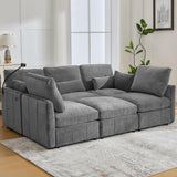Modern Modular U-Shaped Sofa Bed With Movable Ottoman, USB Ports, Phone Holder - Furniture Home Direct