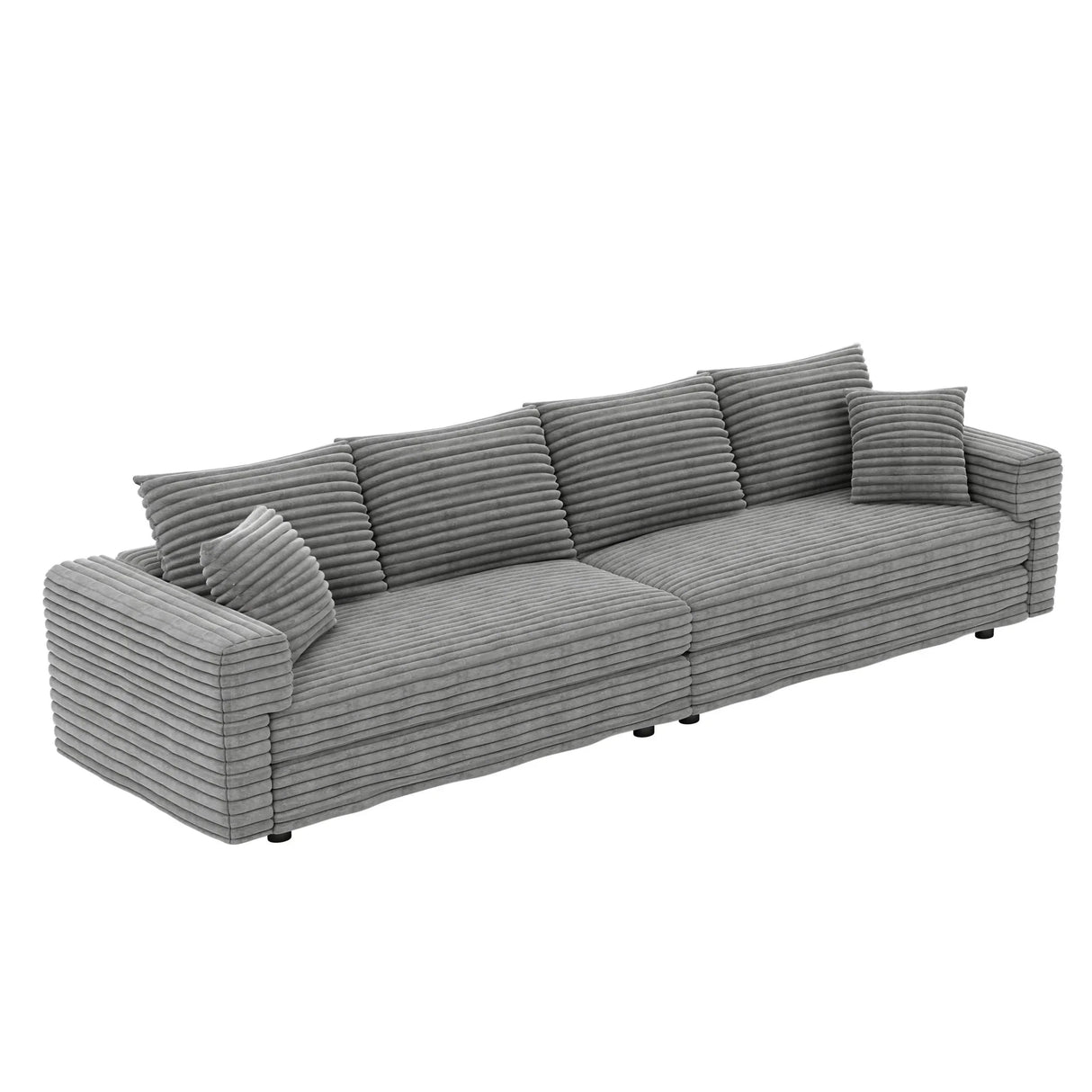 Plush Corduroy 4 Seat Sofa, Modern Comfy Upholstered Sofa Cloud Couch, Deep Seat Couches With Soft Pillows - Furniture Home Direct