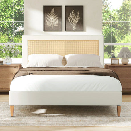Haley - Upholstered Cane Back Platform Bed - Furniture Home Direct