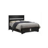 Madrid - Queen Bed With Storage Drawers And Nickel Handles - Black - Furniture Home Direct