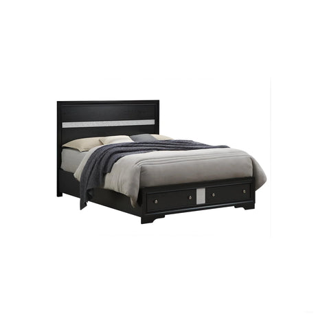 Madrid - Queen Bed With Storage Drawers And Nickel Handles - Black - Furniture Home Direct