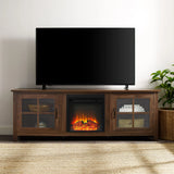 Modern Farmhouse 2 Door Glass Windowpane 70" TV Stand For 80" TVs - Furniture Home Direct