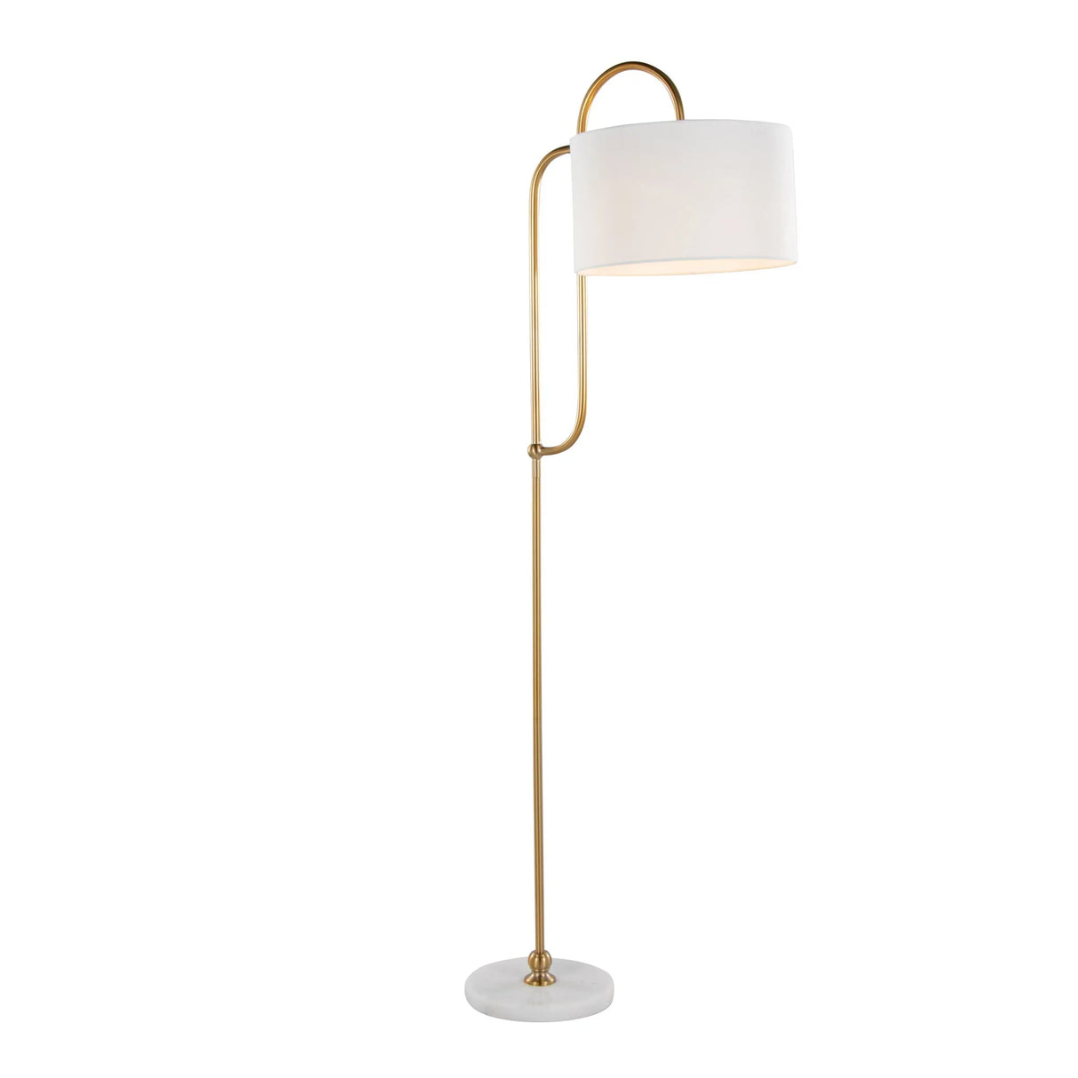 Leslie - Glam / Art Deco Floor Lamp - Gold / White - Furniture Home Direct
