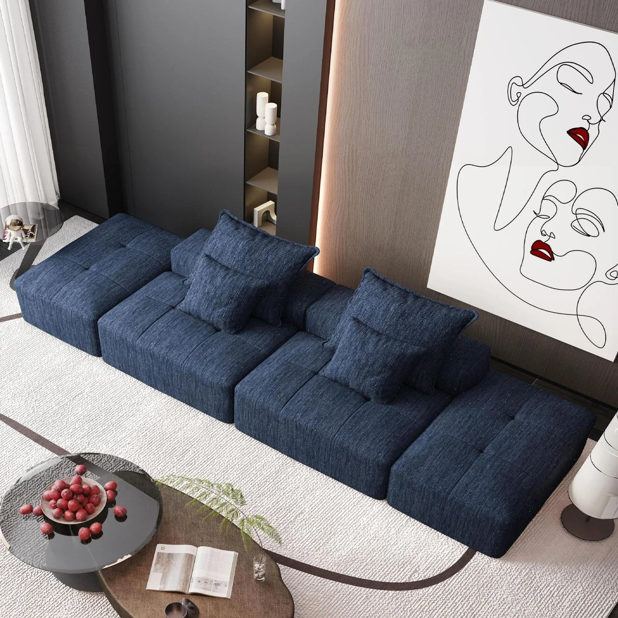 Modern Oversized Diy Combination Modular Sectional Sofa With Pillows - Furniture Home Direct