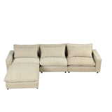 Cloud Sectional with Ottoman, Charging Ports and Three Back Pillows - Beige - Furniture Home Direct