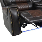 Sectional Sofa with Manual Recline LED Lights Black Brown - Furniture Home Direct