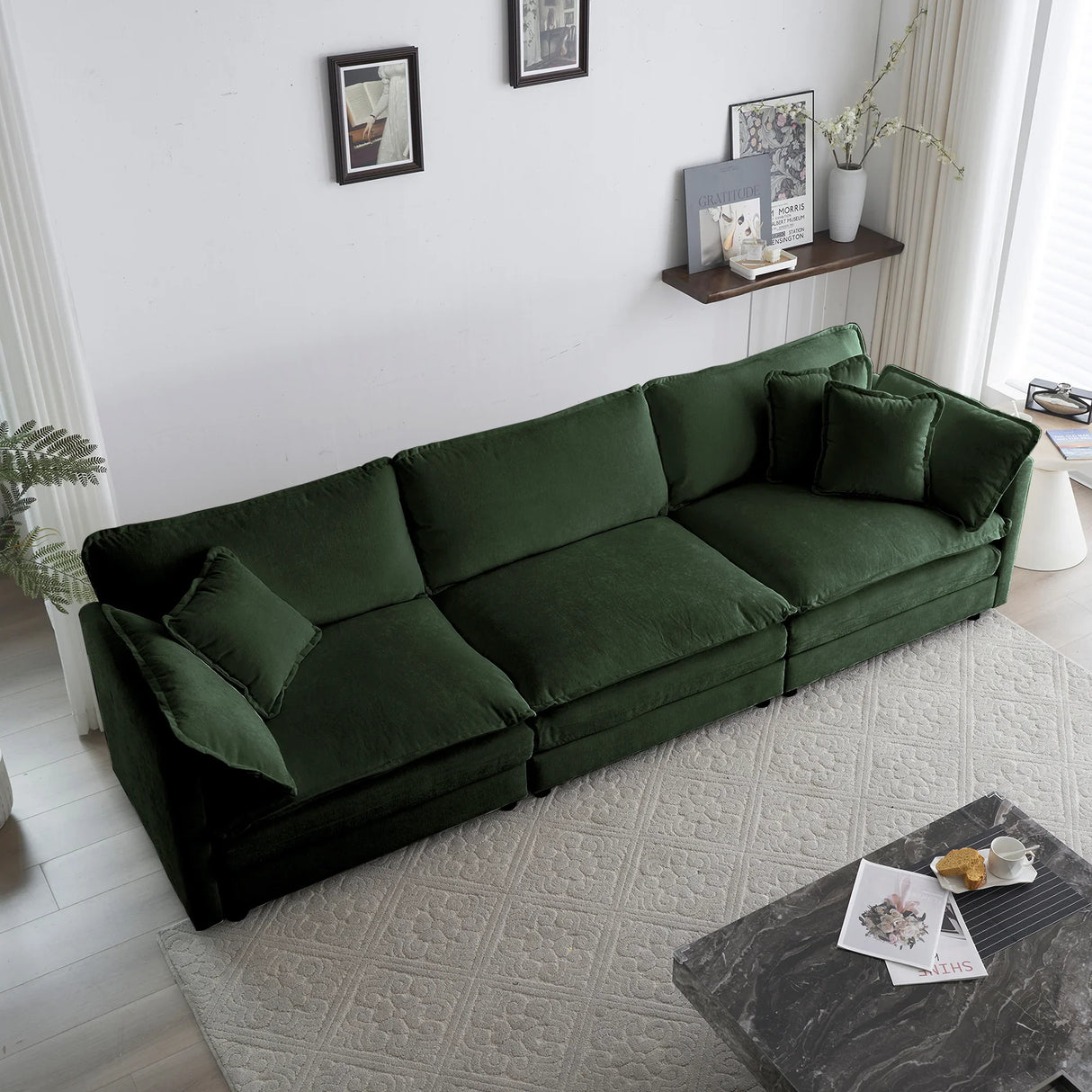 2 Pc Chenille Living Room Set - Green - Furniture Home Direct