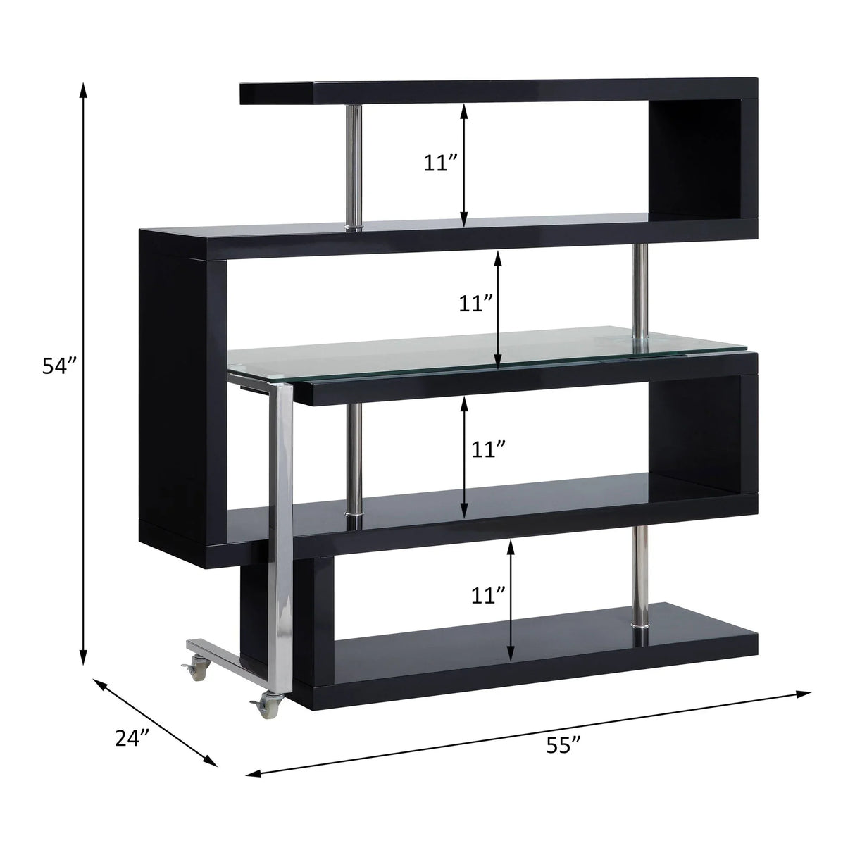 Buck II - Clear Glass, Chrome High Gloss Writing Desk With Shelf - Furniture Home Direct