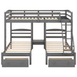 Full Over Twin & Twin Bunk Bed, Triple Bunk Bed With Drawers - Gray - Furniture Home Direct