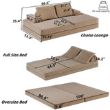 Multifunctional Convertible Sofa Bed With 2 Tumbler Backrests And 2 Pillows, Deep Seat Couch - Furniture Home Direct