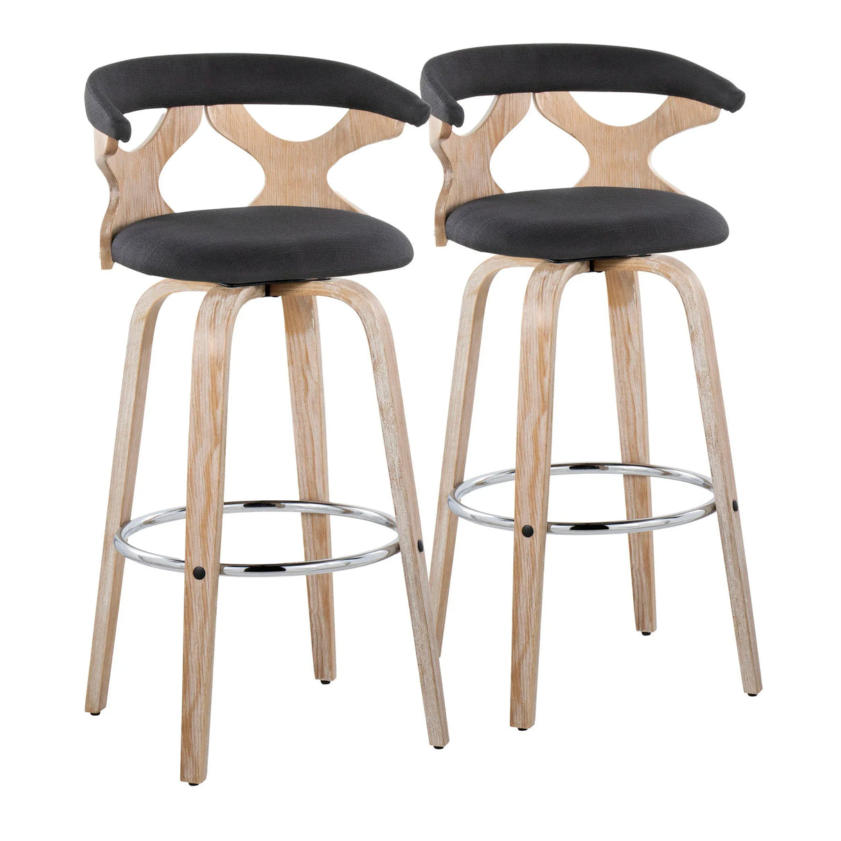 Gardenia - Contemporary Fixed Height Barstool With Swivel With Round Footrest (Set of 2) - Furniture Home Direct