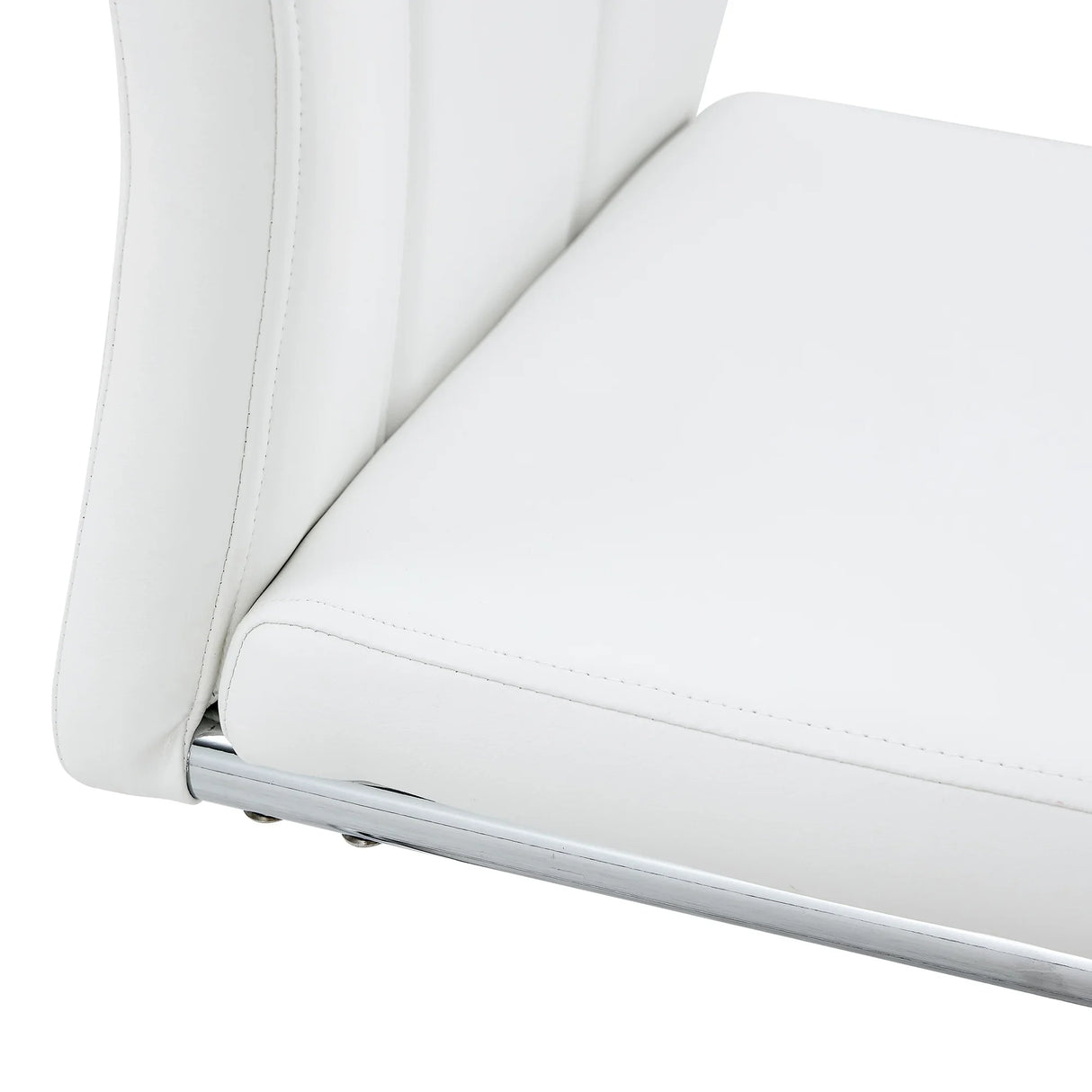 Dining Chairs Set Contemporary PU Upholstered Chrome White - Furniture Home Direct