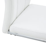 Dining Chairs Set Contemporary PU Upholstered Chrome White - Furniture Home Direct