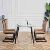 Dining Chairs Upholstered Modern Cantilever Steel Brown - Furniture Home Direct