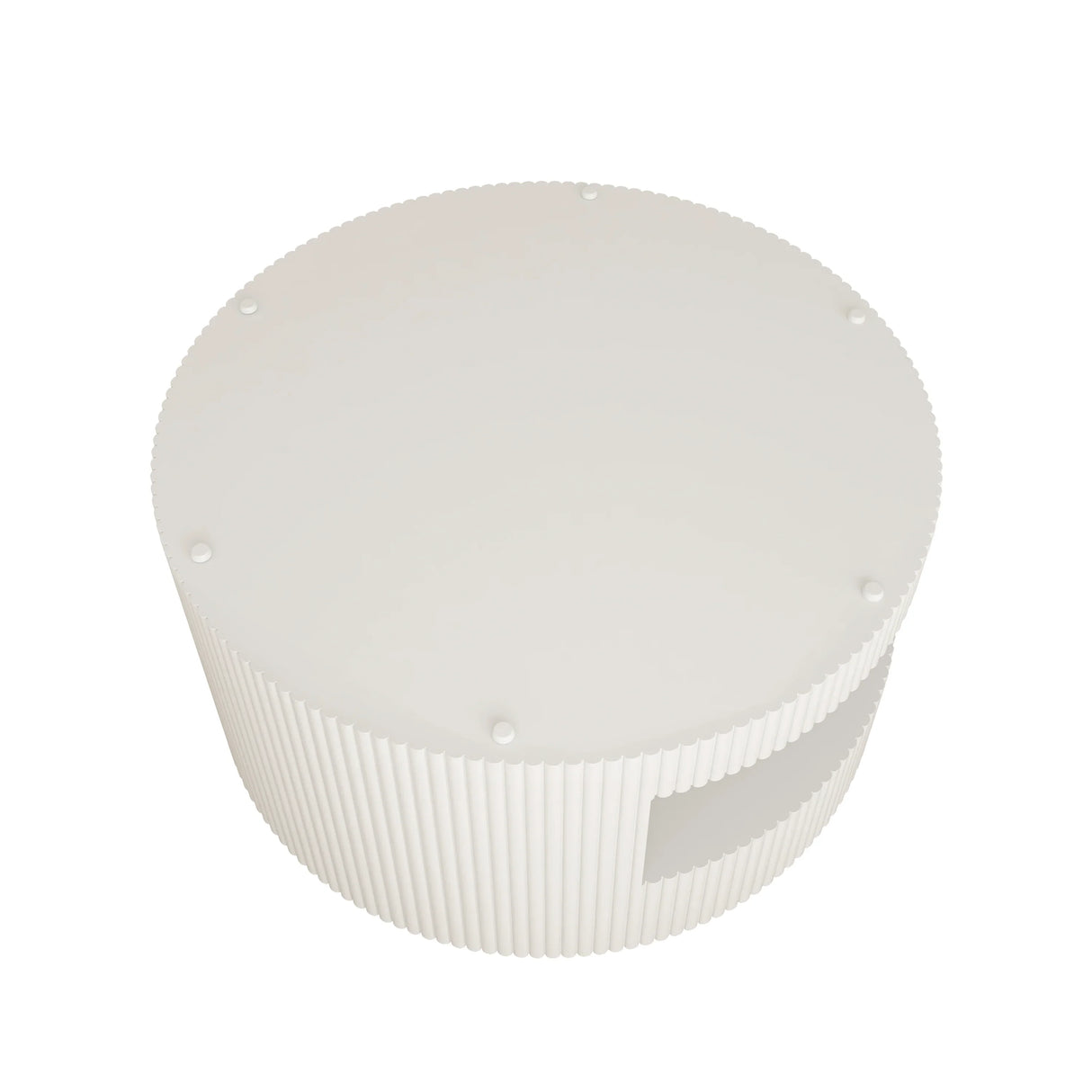 Coffee Table Round Modern Fluted Storage Shelf White - Furniture Home Direct