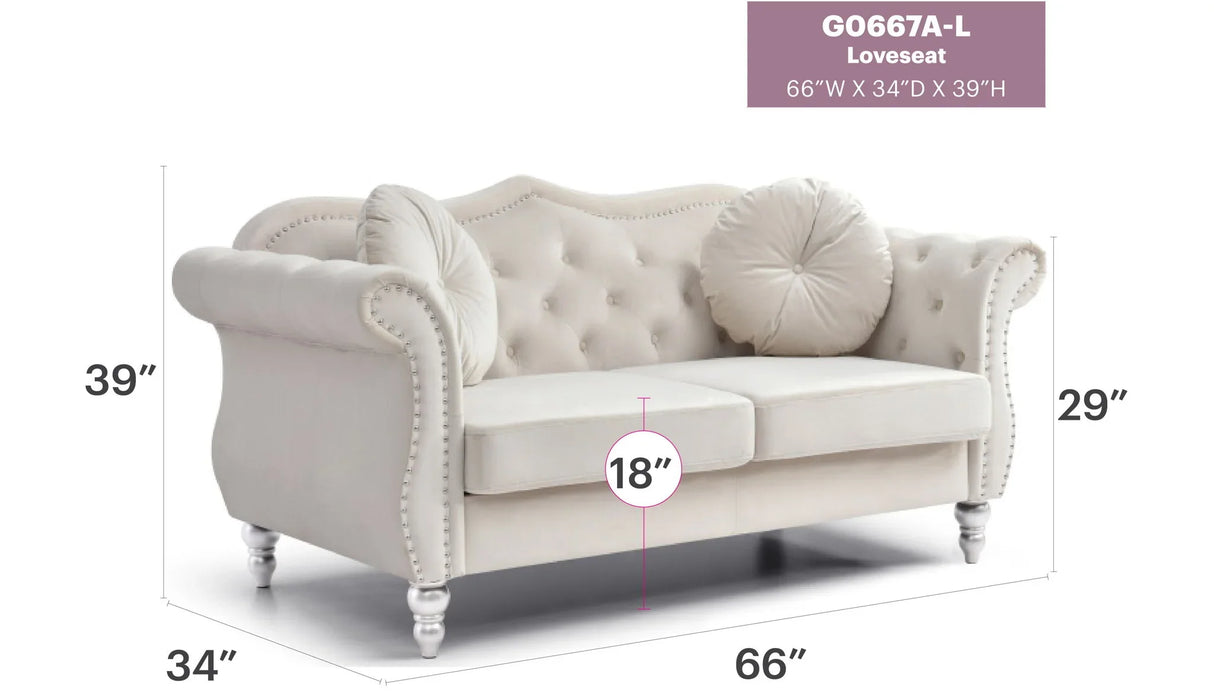 Stylish Flared Arm Loveseat - Furniture Home Direct