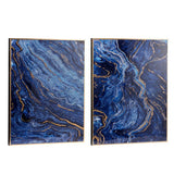 Framed Art Panels, Unique Marbled Design (Set of 2) - Blue - Furniture Home Direct