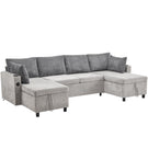 Sectional Sofa Pull Out Sofa Bed Versatile Sofa Sleeper With Large Storage Space, Two USB Ports And Two Cup Holders For Living Room - Furniture Home Direct