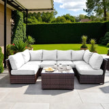 Comfortable Modern Patio Rattan Sectional Set With Cushions - Furniture Home Direct