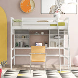 Loft Bed With Storage Shelves, Desk And Ladder - Furniture Home Direct