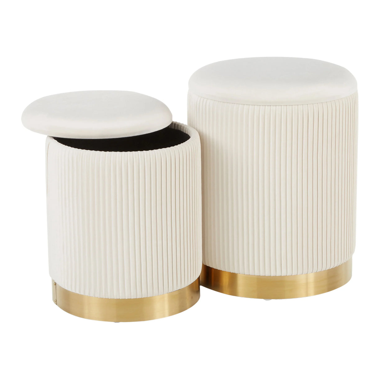 Marla - Contemporary Nesting Pleated Ottoman Set - Furniture Home Direct
