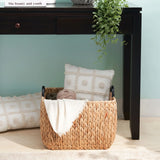 Rectangular Multi Purpose Water Hyacinth Woven Wicker Baskets With Handles - Natural / Brown - Furniture Home Direct