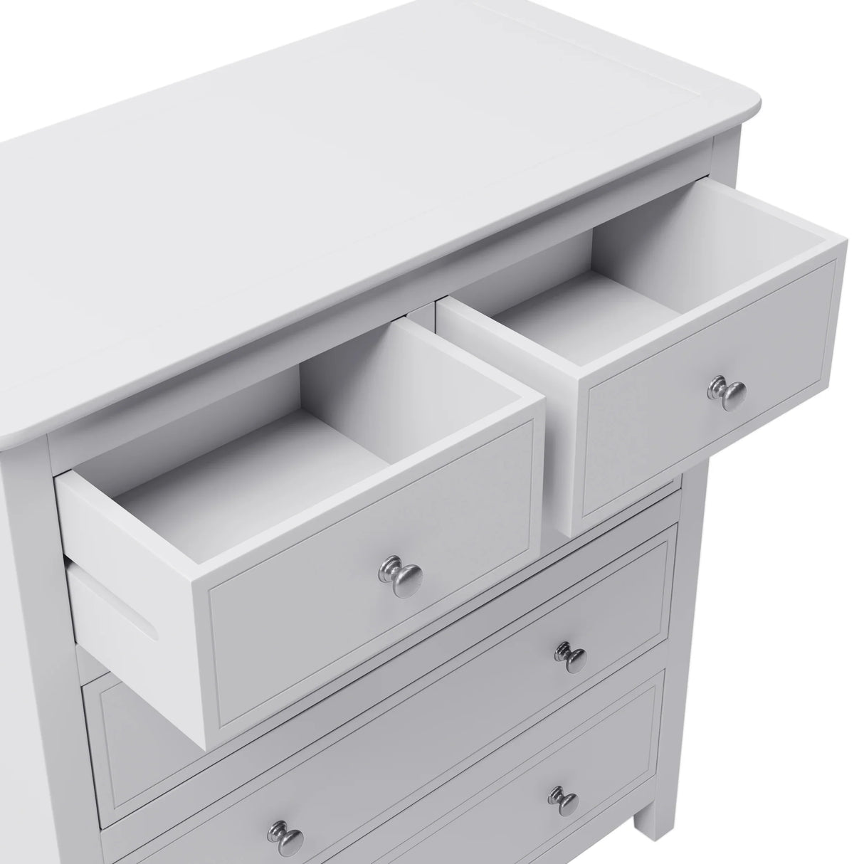 White Solid Wood 5 Piece Queen Bedroom Set(bed, 2 nightstands,chest,dresser) - Furniture Home Direct