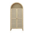 Tall Arched Kitchen Pantry, Arched Storage Display Cabinet With 2 Drawers & Adjustable Shelves, Rattan Door Versatile Storage Cabinet For Kitchen, Dining Room - Natural - Furniture Home Direct
