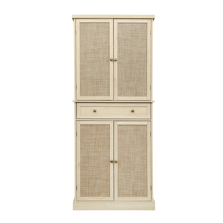 4 Door Storage Cabinet With 1 Drawer And 4 Adjustable Inner Shelves - Natural - Furniture Home Direct