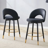 Modern Upholstered 360° Rotatable Bar Chair With Metal Legs For Dining Room (Set of 2) - Furniture Home Direct