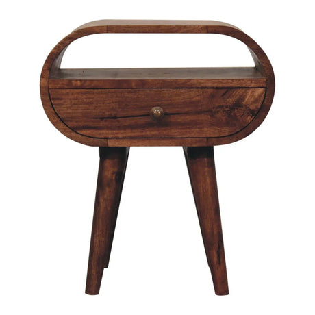 Circular Bedside Table With Open Slot - Caramel - Furniture Home Direct