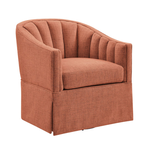 Skirted Swivel Accent Chair, Hemp-Like Polyester, Coastal
