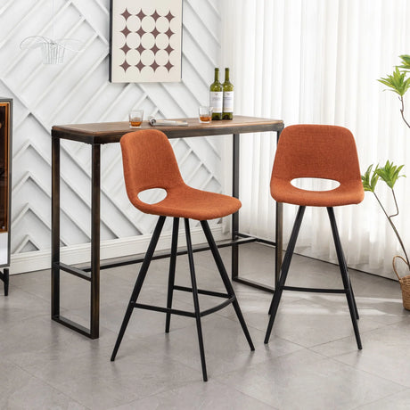 Porth - 28.25" Fabric Kitchen Counter Height Stools (Set of 2) - Orange - Furniture Home Direct