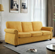 Soft Sofa, Upholstered 3 Seater Couch With High Density Foam, Loose Back Cushions And Turned Legs - Furniture Home Direct