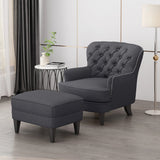 Club Chair and Ottoman Tufted Set with Nailhead Gray - Furniture Home Direct