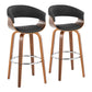 Vintage Mod - Mid Century Modern Fixed Height Barstool With Swivel With Round Footrest (Set of 2) - Furniture Home Direct